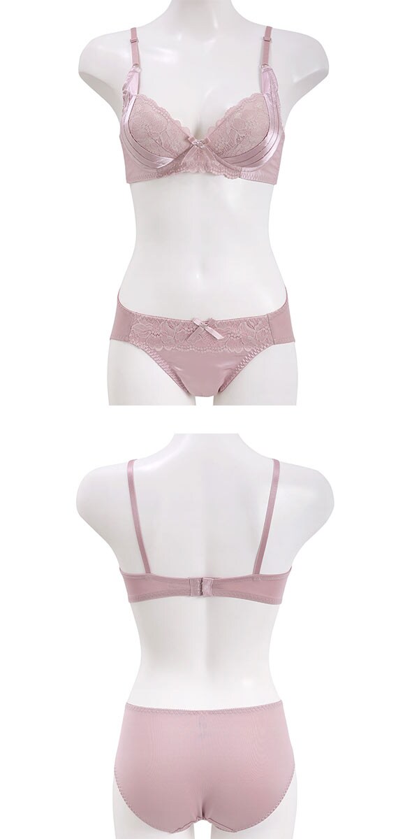 ソニアブラック サイドリフトサテン ノンワイヤーブラセット M L LL パッド入り 軽い 快適 ブラジャー ショーツ 大きいサイズ