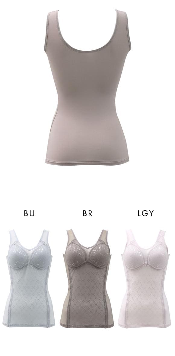ブライトマッチ メッシュ カップ付き ボディシェイパー M L LL ムレない 着やせ 脇シェイプ 補正下着 インナー 涼しい レディース