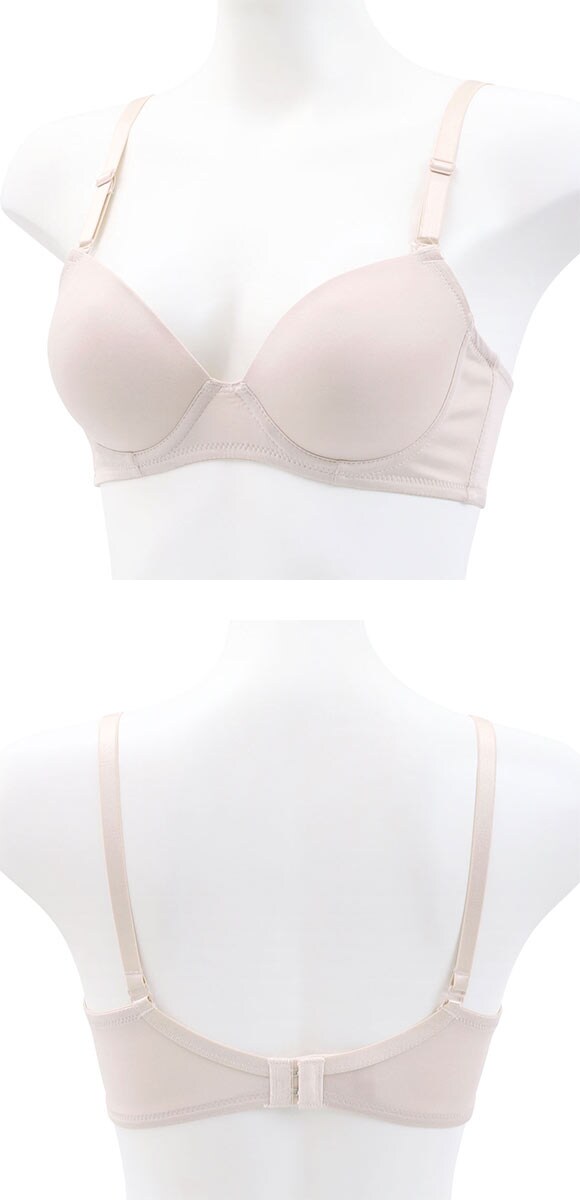 PT-bra ブラジャー ABCD 3/4カップ シンプル ひびきにくい Tシャツブラ 盛りブラ 脇高 谷間
