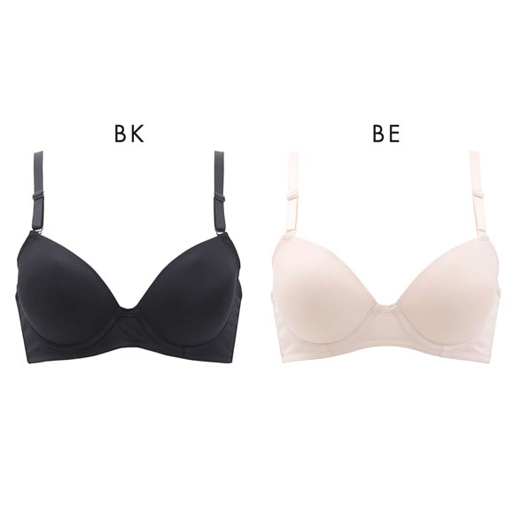 PT-bra ブラジャー ABCD 3/4カップ シンプル ひびきにくい Tシャツブラ 盛りブラ 脇高 谷間