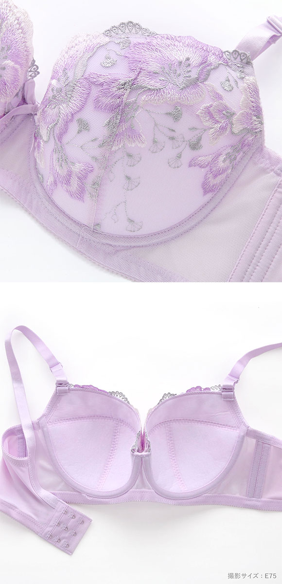 段差すっきり体験 ロイヤルピオニー グラマーブラセット DEF70-90 アンダー大きいサイズ ブラジャー ショーツ セット 脇肉 脇高 お得