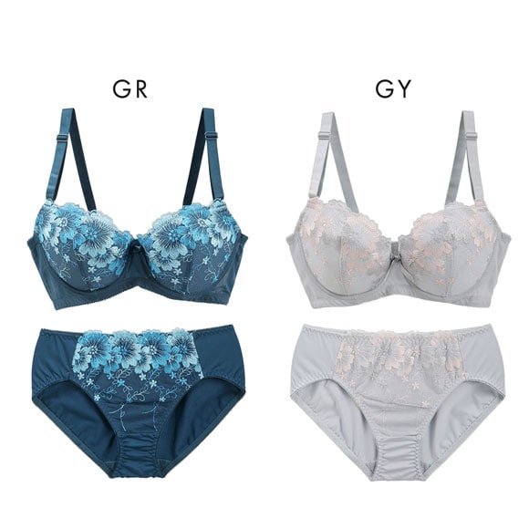 段差すっきり体験 エレガンスピオニー グラマーブラセット DEF70-90 アンダー大きいサイズ ブラジャー ショーツ セット