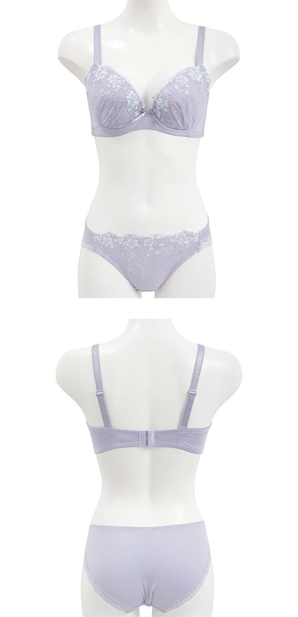 グラマーサイズブラセット プチフラワー刺繍 DEFG75-90 アンダー大きいサイズ リフトアップ パッドあり