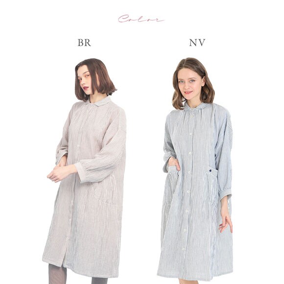 ナルエー NARUE パジャマ シュークリームガーゼRストライプワンピース ルームウェア レディース ネグリジェ