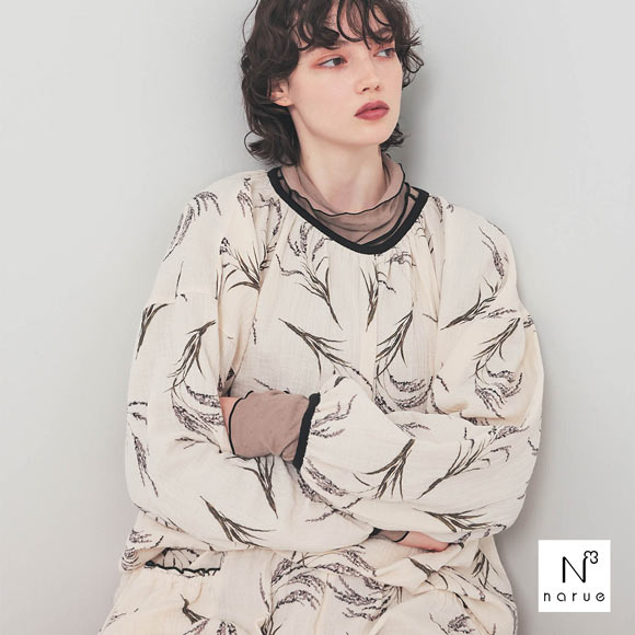 ナルエー パジャマ シュークリームガーゼRハーベストプルオーバーセットアップ ルームウェア 上下セット 長袖 レディース NARUE
