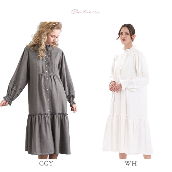 ナルエー パジャマ コットンフランネルシュクレフリルドレス ルームウェア ワンピース ネグリジェ NARUE MoonTan by Narue Luxe