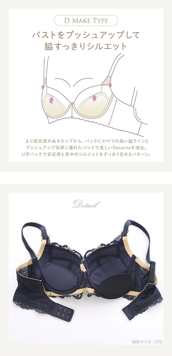 リサマリ Risa Magli レーヌ Reine エリオット ブラジャー BCD 脇高ブラ 単品