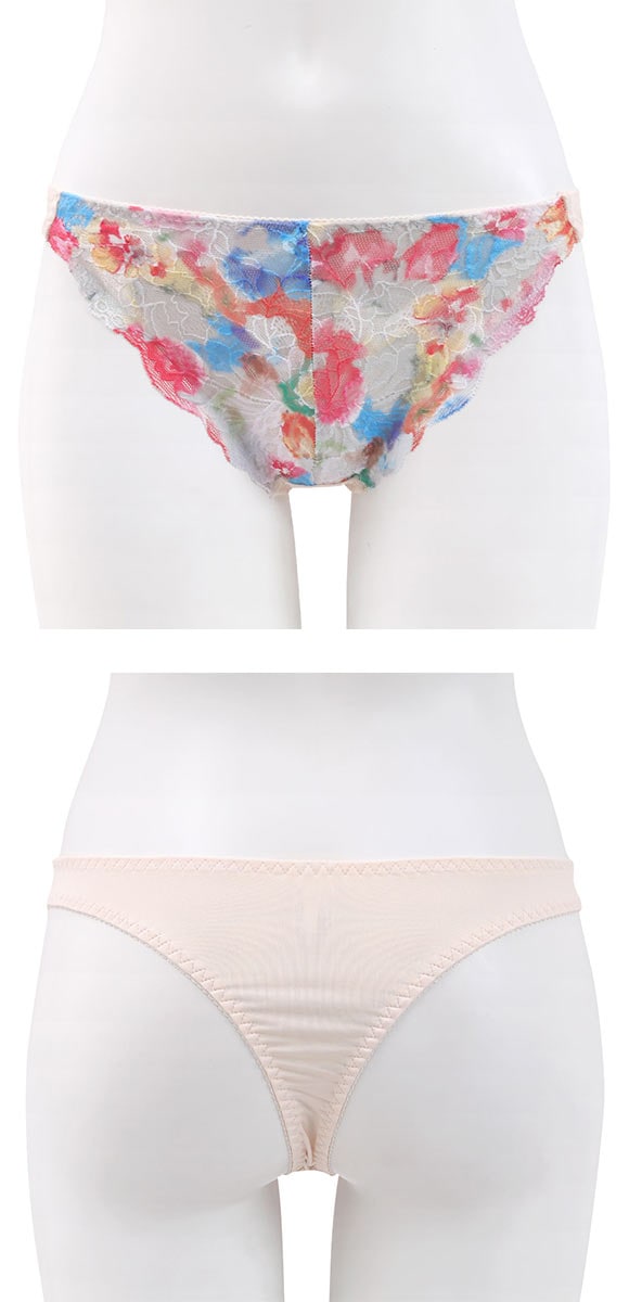 ビーオーエヌ 脇高ノンワイヤーブラ とろRich 花柄プリント シリーズ ショーツ Tバック M L 大きいサイズ