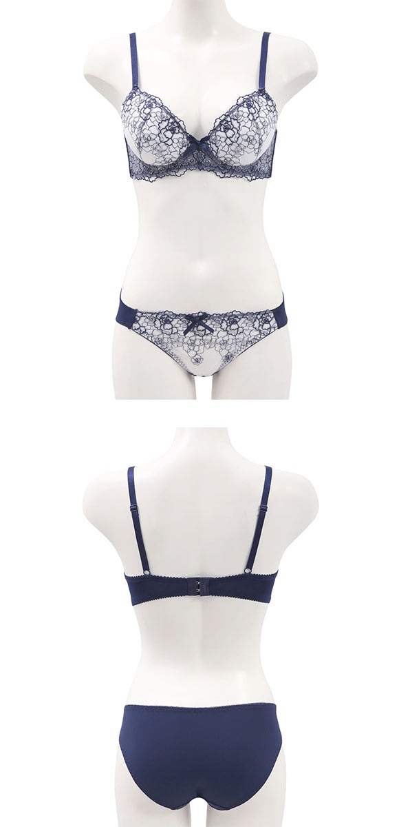 ローズ ラメレース ブラジャー ショーツ セット Tバック 3点セット BCDEF 大きいサイズ