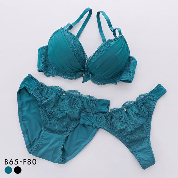 ワンカラークラシカル ブラジャー ショーツ セット Tバック 3点セット BCDEF 大きいサイズ