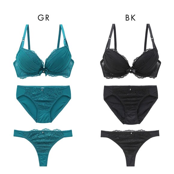 ワンカラークラシカル ブラジャー ショーツ セット Tバック 3点セット BCDEF 大きいサイズ