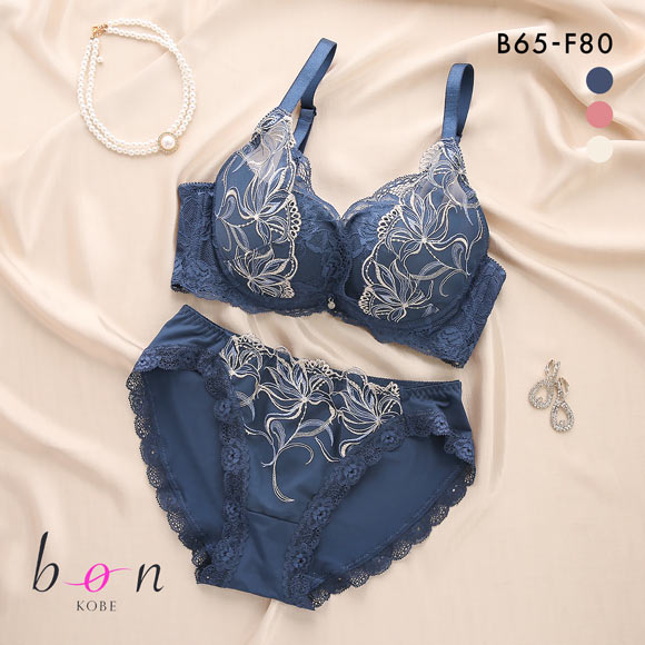 ビーオーエヌ 脇スッキリバストメイクブラ カシュクール フラワーレース シリーズ 脇高 ブラジャー ショーツ セット BCDEF 脇肉 bon