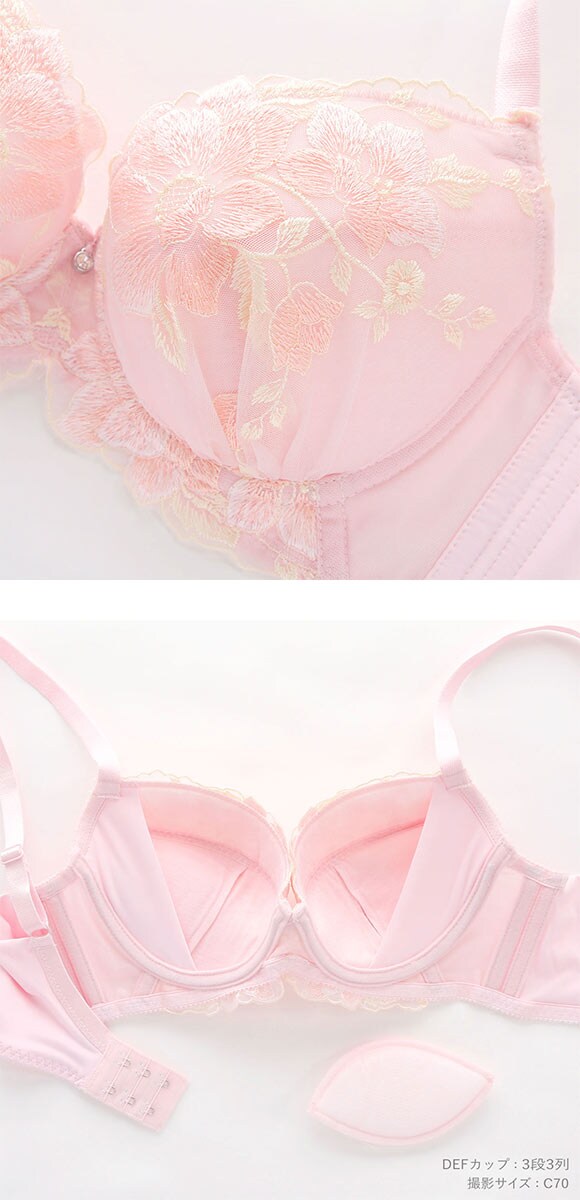 ビーオーエヌ 美胸 脇寄せ バストメイクブラ ペールフラワー シリーズ ブラジャー ショーツ セット BCDEF 脇すっきり 脇高 脇肉 bon