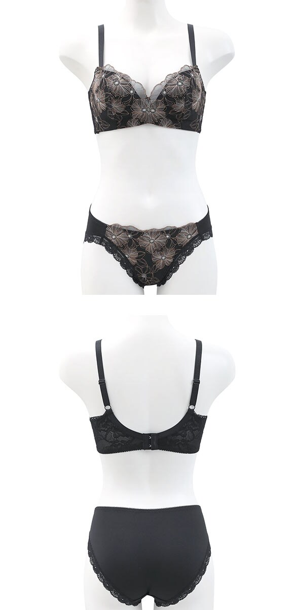 ビーオーエヌ 脇高ノンワイヤーブラ とろRich チュールレース シリーズ ブラジャー ショーツ セット BCDEF 脇肉 bon