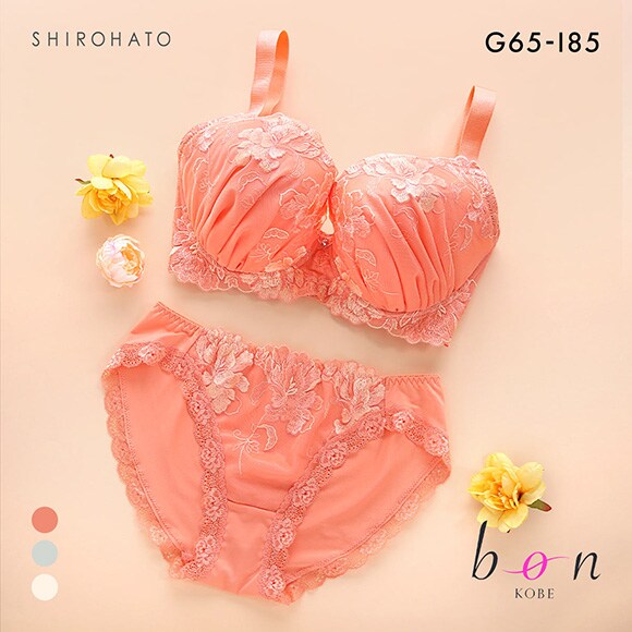 ビーオーエヌ エレガンスフラワー シリーズ 脇高 ブラジャー ショーツ セット GHI 大きいサイズ 脇肉 bon