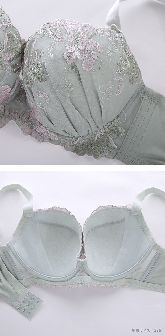 ビーオーエヌ エレガンスフラワー シリーズ 脇高 ブラジャー ショーツ セット GHI 大きいサイズ 脇肉 bon