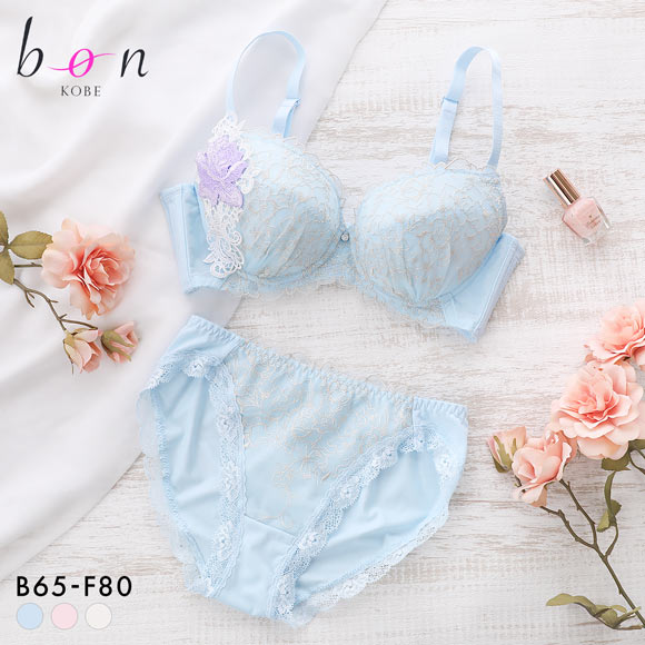 ビーオーエヌ 美胸 脇寄せ バストメイクブラ 大輪のバラ シリーズ ブラジャー ショーツ セット BCDEF 脇すっきり 脇高 脇肉 bon