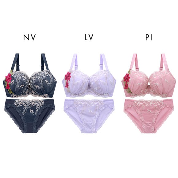 ビーオーエヌ 美胸 脇寄せ バストメイクブラ シリーズ エレガントローズ 脇高 ブラジャー ショーツ セット GHI 大きいサイズ 脇すっきり 脇肉 bon