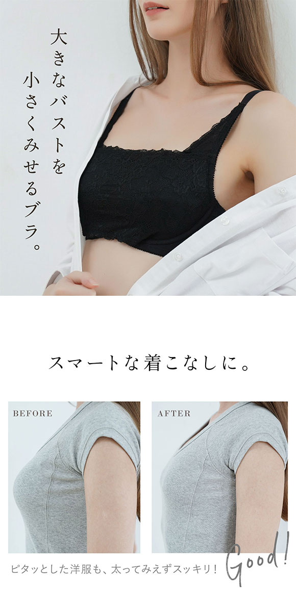 パリーゼ Palissee 大きな胸を小さく見せるブラ 脇高 脇肉 胸元カバー ブラジャー DEF 総レース 大きいサイズ