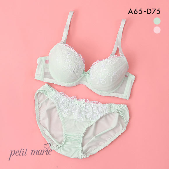 プチマリー petit marie WHITE フラワーチュールブーケ ブラジャー ショーツ セット モールドカップ ABCD