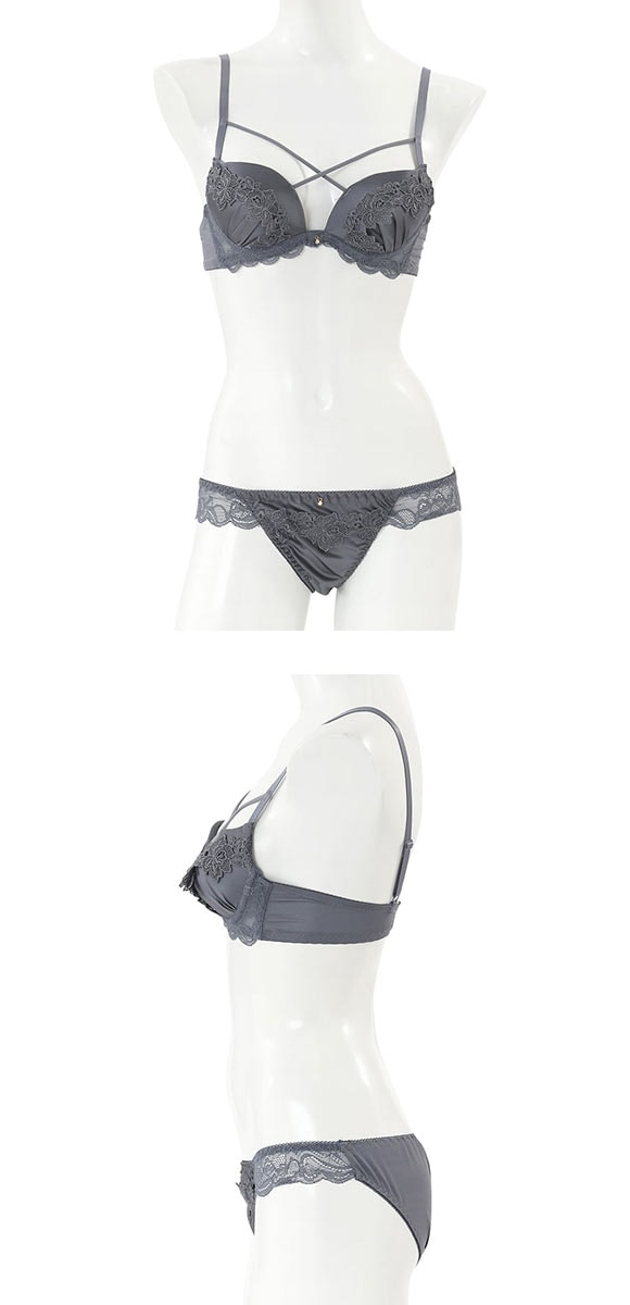 プチマリー マカロニコードローズケミカル ブラジャー ショーツ Tバック 3点セット EF petit marie BLACK