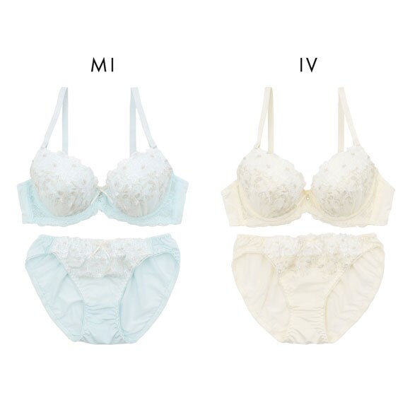 プチソワレ シャンドフルール ブラセット ABCDEF ブラジャー ショーツ セット 花柄刺繍 ラメ まる胸 ナチュラル petit soiree