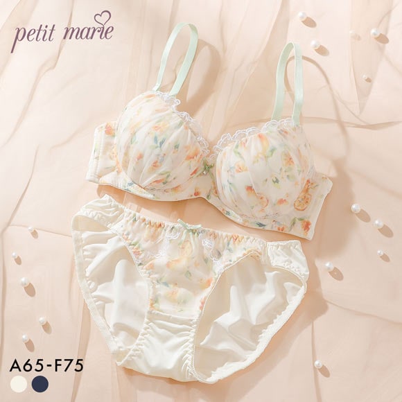 プチマリー シアーレモネード ブラセット ABCDEF ブラジャー ショーツ セット プリント petit marie WHITE
