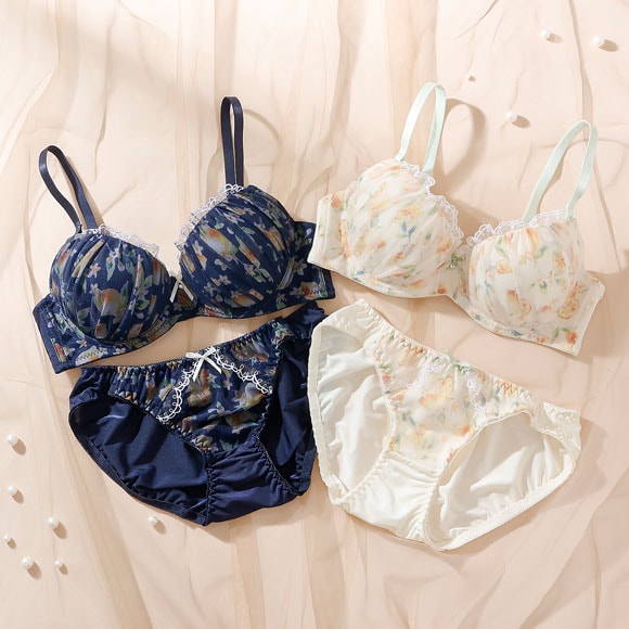 プチマリー シアーレモネード ブラセット ABCDEF ブラジャー ショーツ セット プリント petit marie WHITE
