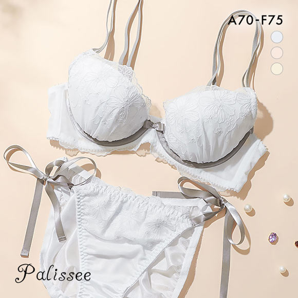 パリーゼ Palissee KOREA collection 3wayバイカラーダブルストラップ ブラジャー ショーツ セット ABCDEF サイドリボン 背中見せ バックシャン