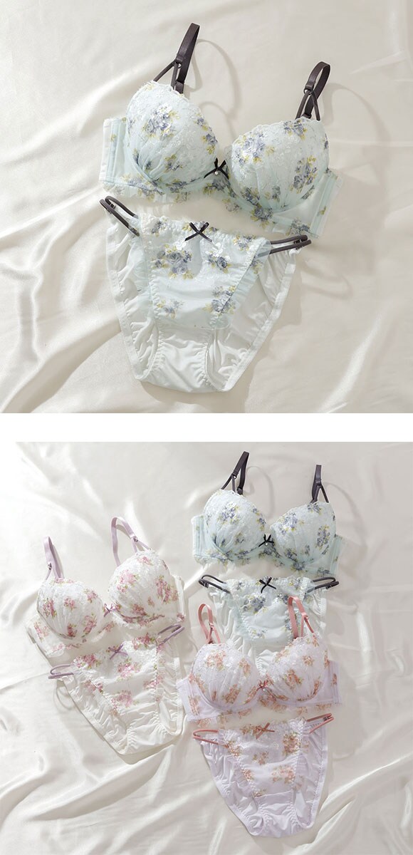 パリーゼ バイカラーローズ ブラセット ABCDEF ブラジャー ショーツ セット まる胸 ナチュラル プリントレース ストリング Palissee