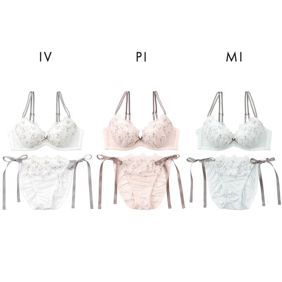 パリーゼ 3wayダブルストラップ ブラセット ABCDEF サイドリボン 背中見せ まる胸 ナチュラル ブラジャー ショーツ セット Palissee