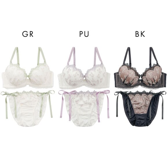 パリーゼ ミニョンブーケ ブラセット ABCDEF ブラジャー ショーツ セット サイドリボン 花柄刺繍 ナイスフィット Palissee