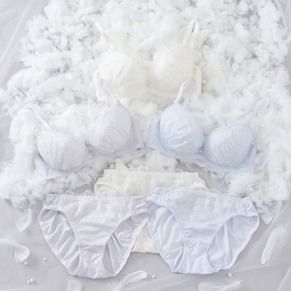 パリーゼ ル・ヌーリュバン ブラセット ABCDEF リボン柄 ラメ刺繍 大きいサイズ ブラジャー ショーツ セット Palissee