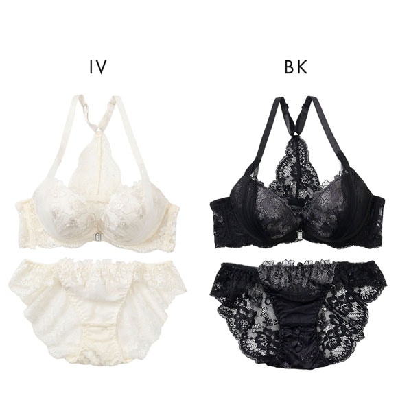 スパークス フロントホック背中見せ ブラジャー ショーツ セット ABCDEF 脇高 盛り バックレース バックシャン 大きいサイズ SPARKS