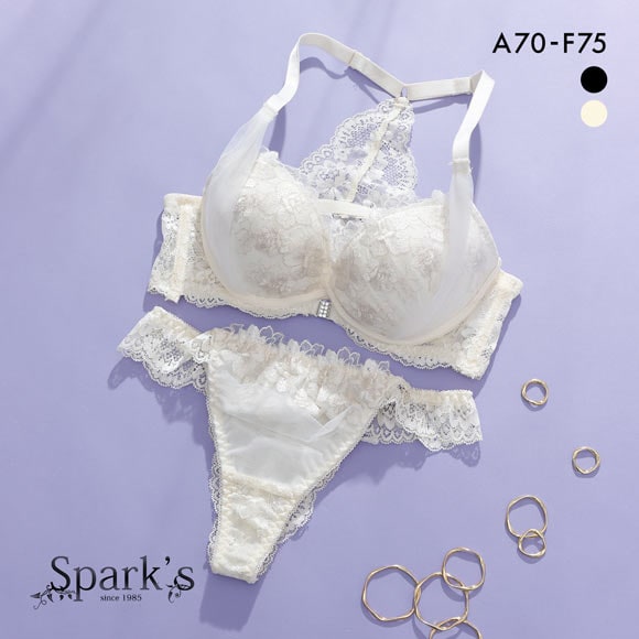 スパークス フロントホック背中見せ ブラジャー ショーツ セット Tバックショーツ ABCDEF 脇高 盛り 大きいサイズ SPARKS