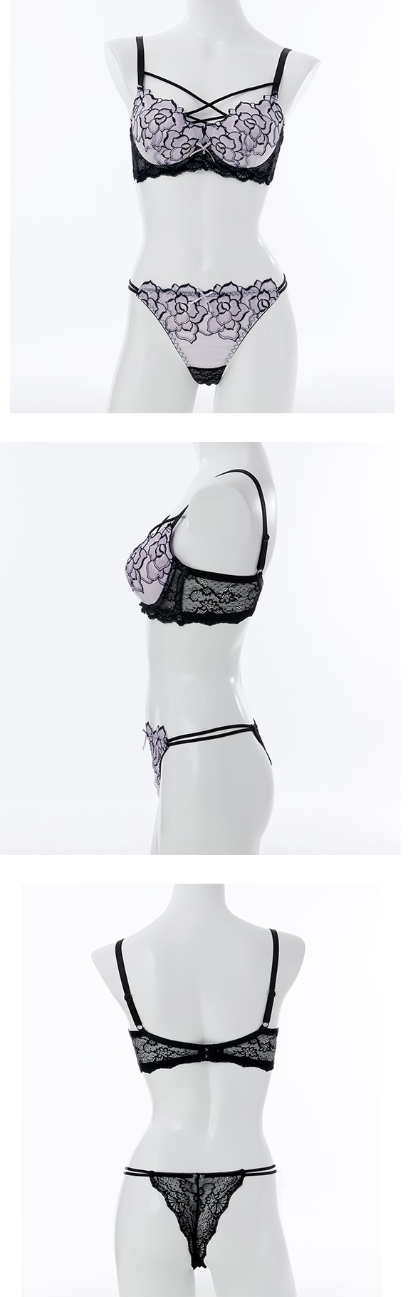 スパークス ノワールローズ ブラジャー Tバックショーツ セット 脇高 谷間 ABCDEF バックレース SPARKS 大きいサイズ