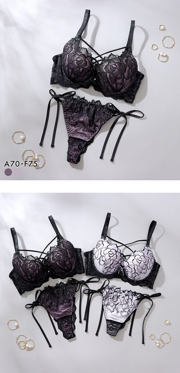 スパークス ノワールローズ ブラジャー Tバックショーツ セット サイドリボン 脇高 谷間 ABCDEF バックレース 紐パン SPARKS
