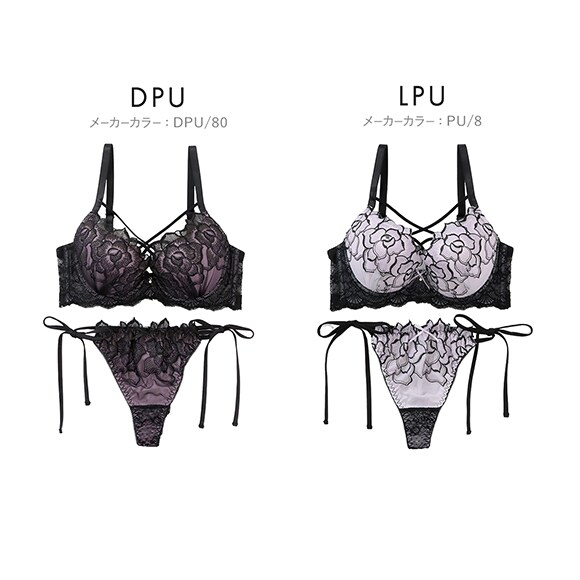 スパークス ノワールローズ ブラジャー Tバックショーツ セット サイドリボン 脇高 谷間 ABCDEF バックレース 紐パン SPARKS