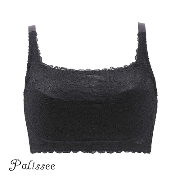 パリーゼ Palissee 大きな胸を小さく見せるブラ フルカップ ノンワイヤー ブラジャー DEF 脇高 脇肉 総レース 胸元カバー ワイヤレスブラ 単品