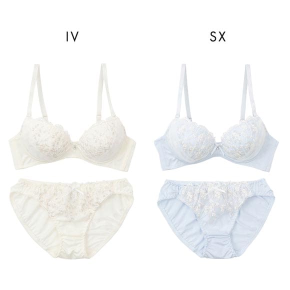 プチソワレ フラワーチュール ノンワイヤー ブラセット ABCD ブラジャー ショーツ セット ラメ まる胸 ナチュラル petit soiree