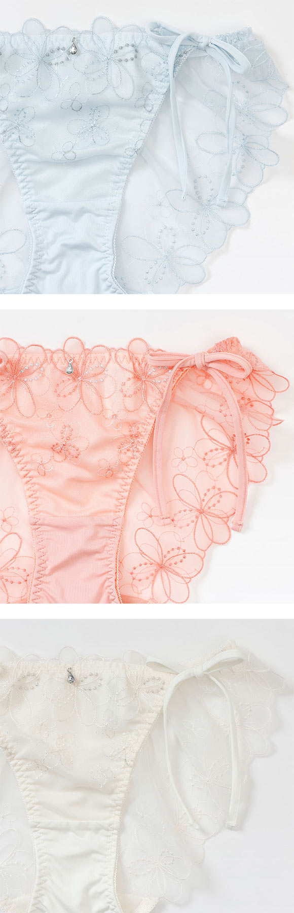 パリーゼ ブーケアップリケ サイドリボン ショーツ M 紐ショーツ Palissee