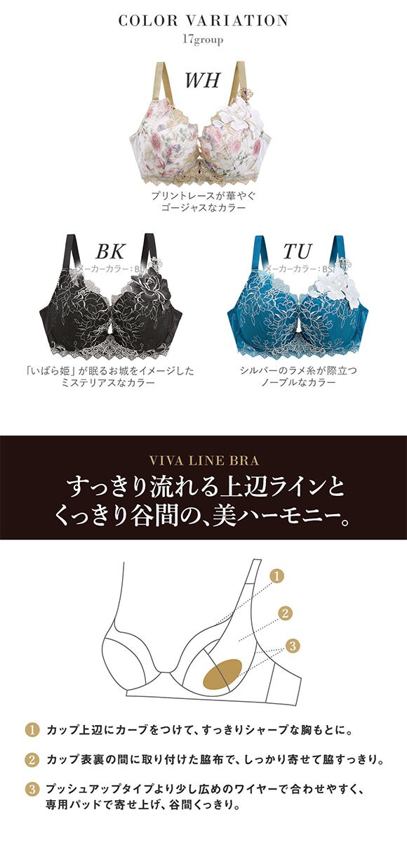 ワコール サルート 17グループ 17G VIVA LINE ブラジャー G ビバライン 谷間 Wacoal Salute BTJ417 25SSブルーム