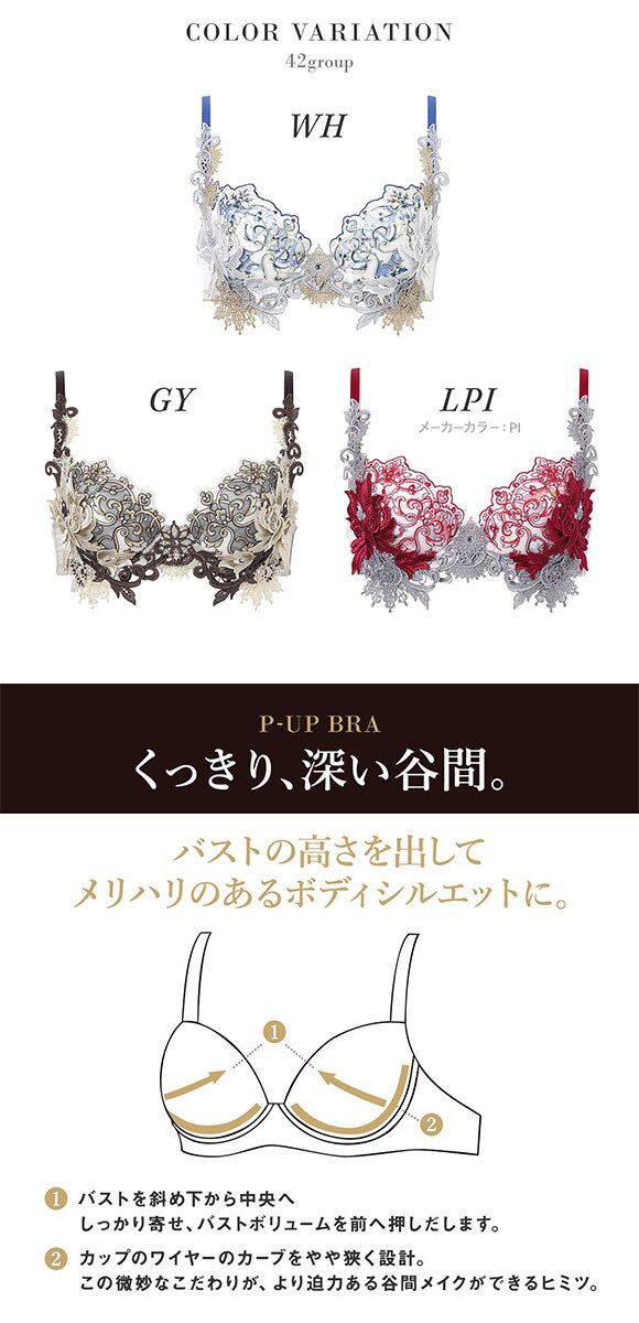 ワコール サルート 42グループ 42G P-UP ブラジャー GHI プッシュアップ 谷間 Wacoal Salute BTJ442 下着 26AW先行プレステージ