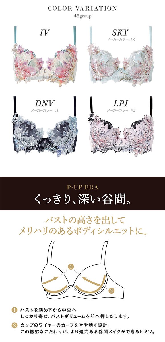 ワコール サルート 43グループ 43G P-UP ブラジャー DEF プッシュアップ 谷間 大きいサイズ BTJ443 下着 Wacoal Salute 26AWフェア