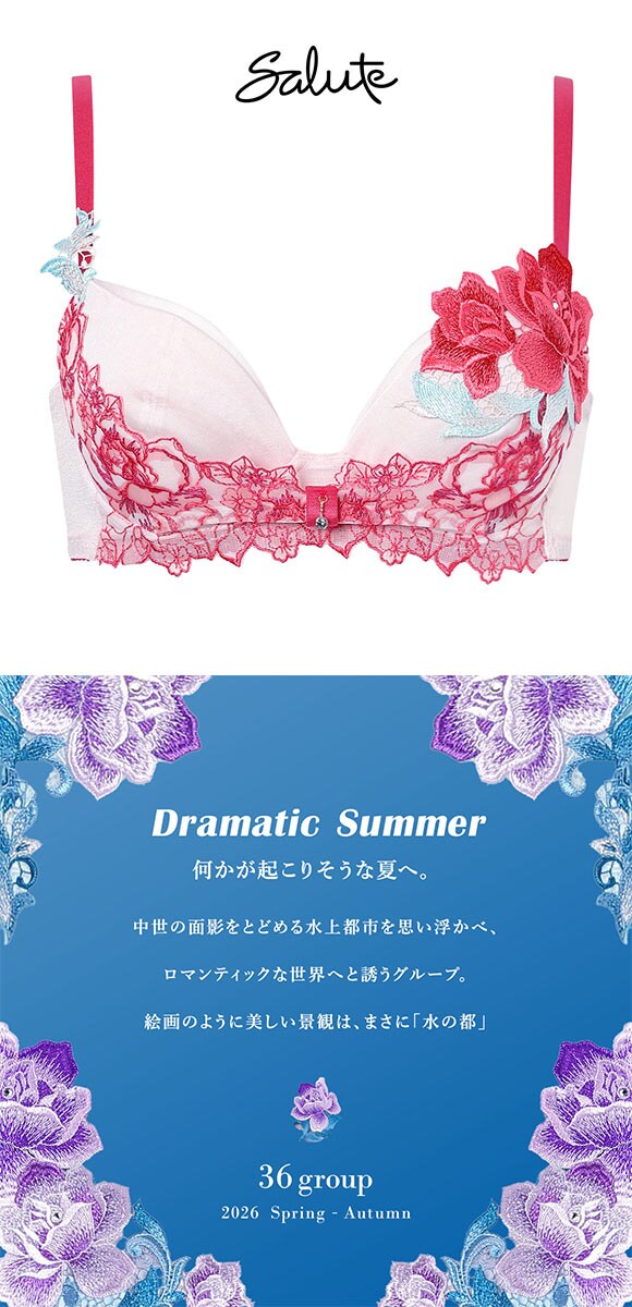 ワコール サルート 36グループ 36G リボンブラ ブラジャー C 谷間キープ Wacoal Salute BTJ736 26SSシーズン