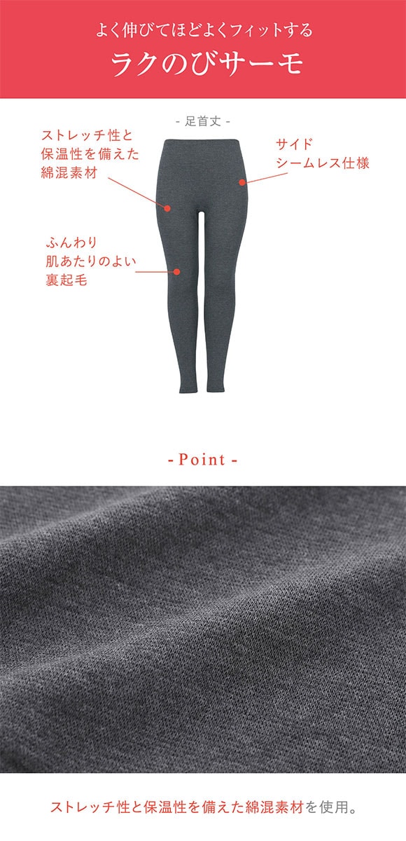 ワコール ウイング 裏起毛であたたかい 足首丈インナーボトム ラクのびサーモ Wacoal Wing