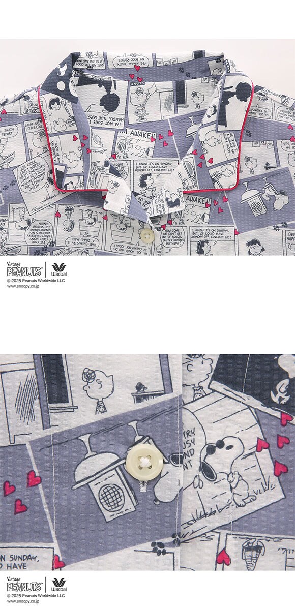 ワコール PEANUTS×ワコール シャツパジャマ 半袖 上下セット コミック 綿100％ ルームウェア Wacoal リラックス＆スリープ