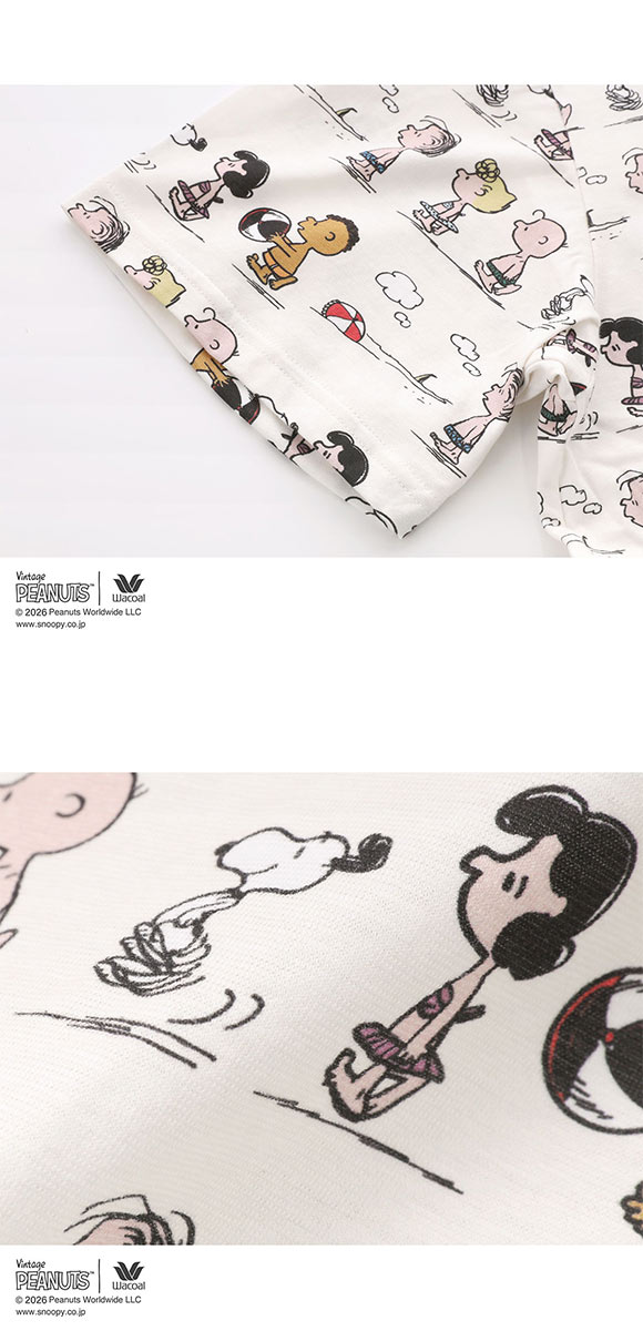 ワコール PEANUTS×ワコール シャツパジャマ 半袖 上下セット 綿100％ ルームウェア Wacoal リラックス＆スリープ