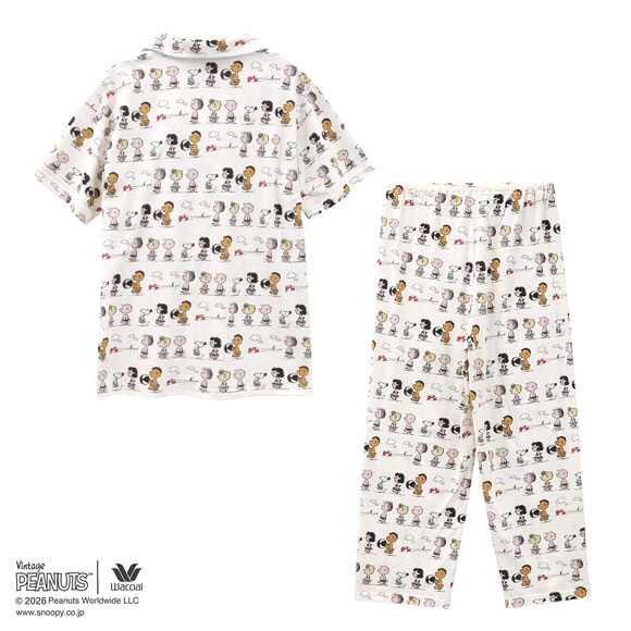 ワコール PEANUTS×ワコール シャツパジャマ 半袖 上下セット 綿100％ ルームウェア Wacoal リラックス＆スリープ
