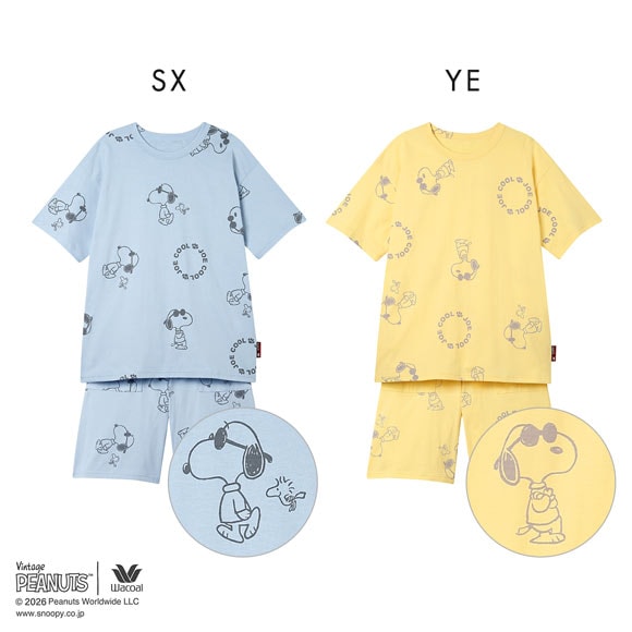 ワコール PEANUTS×ワコール ルームウェア 半袖 上下セット JOE COOL 綿100％ パジャマ Wacoal リラックス＆スリープ